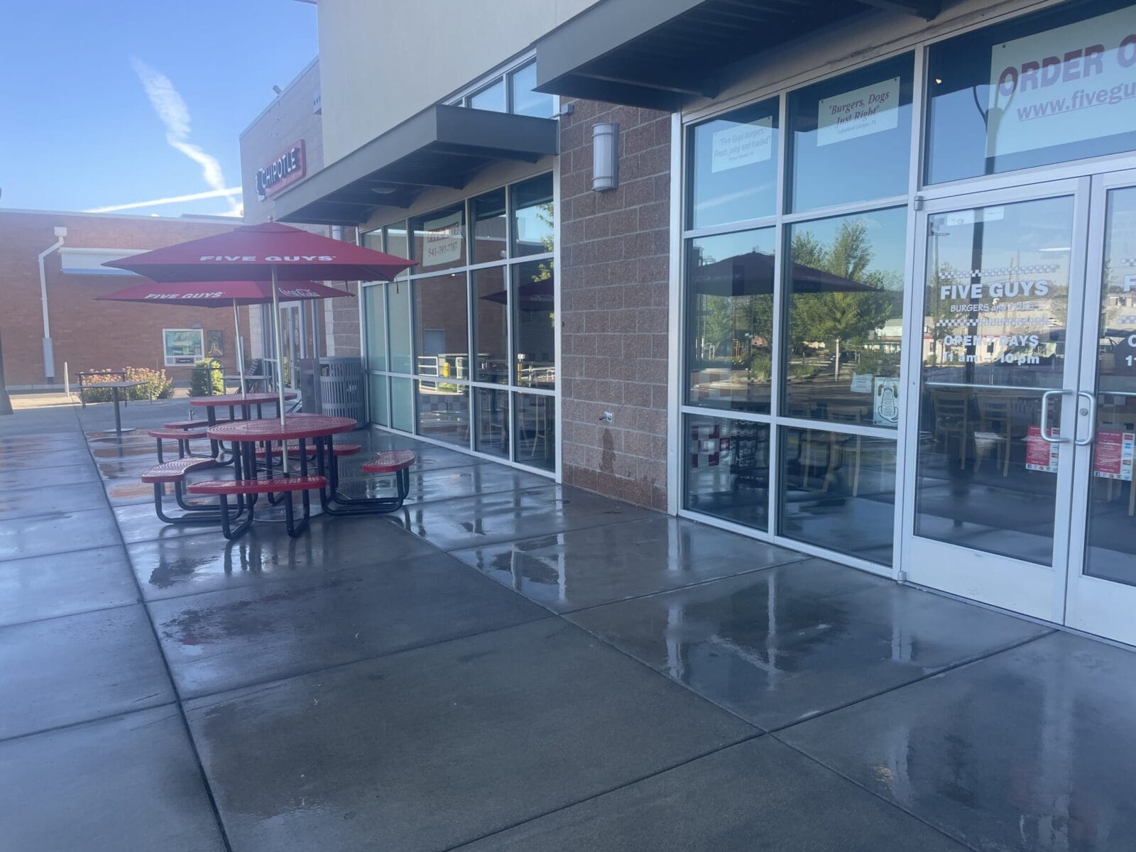 Commercial building after pressure washing